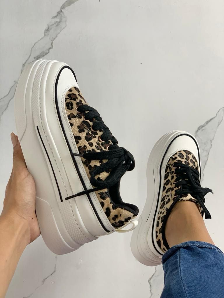 Vista 11 de Premium Bolichero Plataforma Dama - Tallas: 38, Color: Blanco AnimalPrint